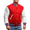 Scarlet Red Wool Body & Bright White Leather Sleeves Letterman Jacket